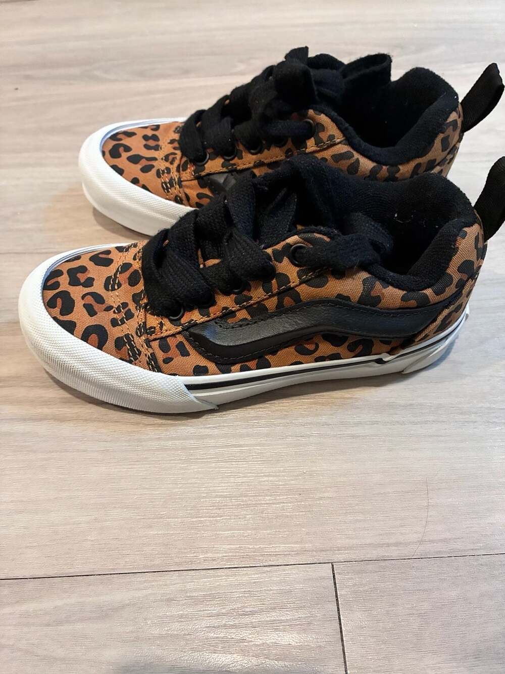 Vans Knu Skool Leopard Black Skate Shoes Kids Sz13